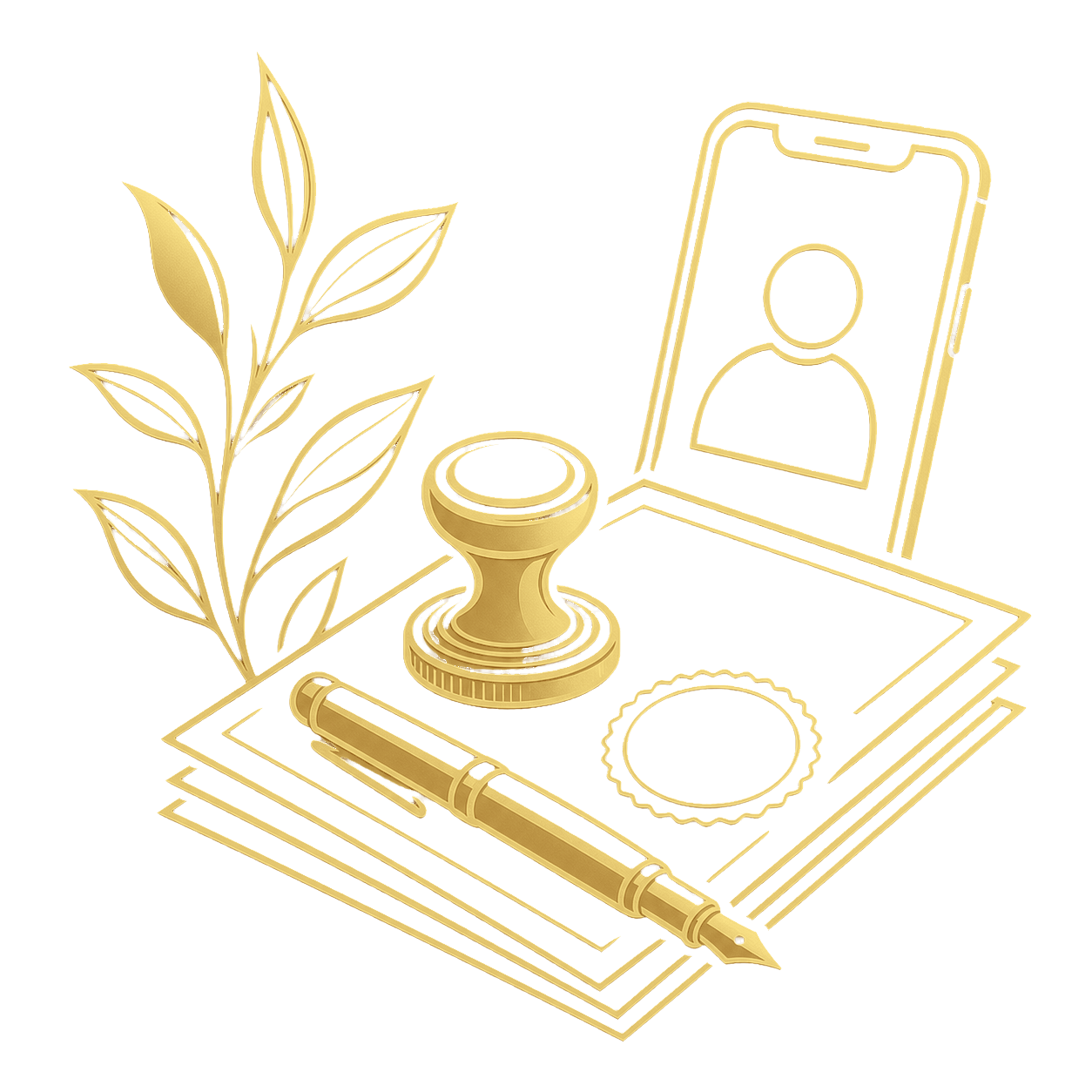 Gold notary document illustration